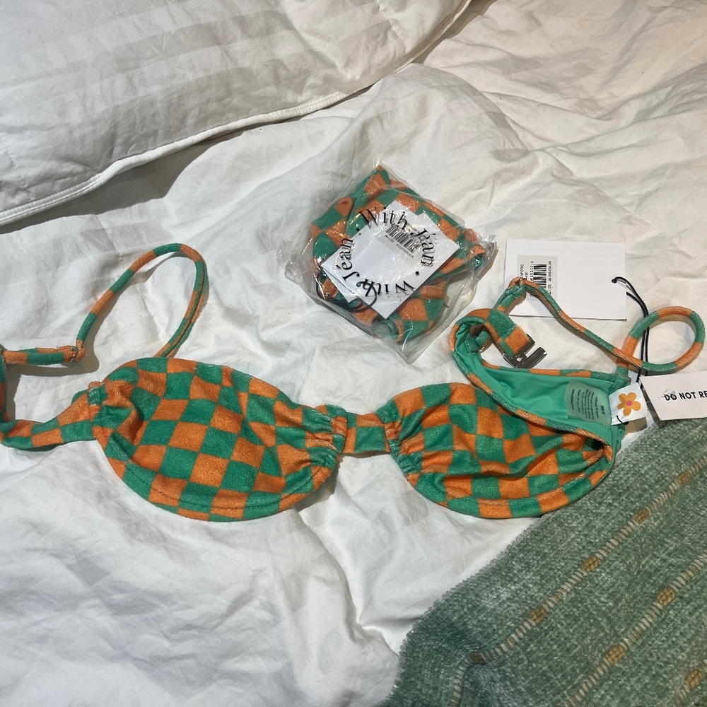 With Jéan BNWT Orange Check Bikini 🍊